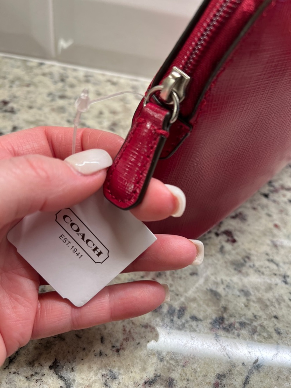 Coach Red Saffiano Patent Leather Cosmetic Case NWT - Picture 8 of 9